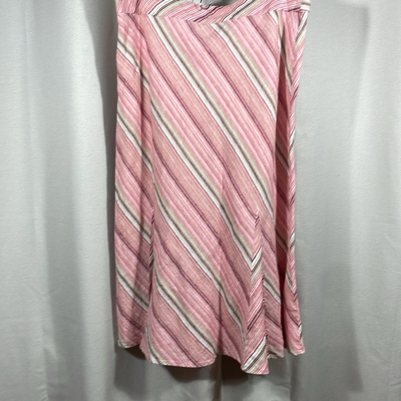 JM Collection Pink white and tan Midi Skirt extremely soft linen , move’s nicely - Picture 3 of 3